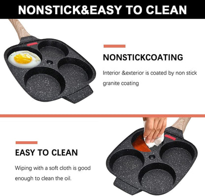 4-Cup Egg Pan Nonstick, Egg Frying Pan with Lid Pancake Pan-Black | Omelet Pan Induction Compatible for Breakfast3