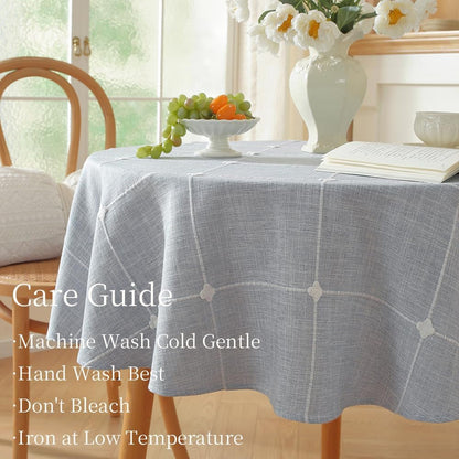 60 Inch round Tablecloth Blue Linen round Table Cloth 60 Inch4