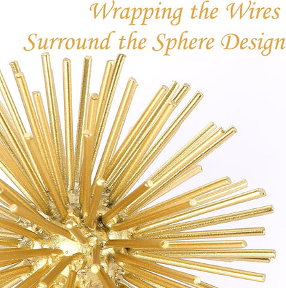 Gold Sphere Decor, Metal Gold Starburst Tabletop Sculpture Decor, Modern Metal Starburst Centerpiece, Spike Ball Decoration for Home Decor5