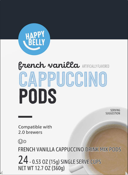 Cappuccino Coffee Pods Light Roast Compatible with 2.0 K-Cup Brewers, French Vanilla Flavored, 24 Count, 12.7 Ounce2