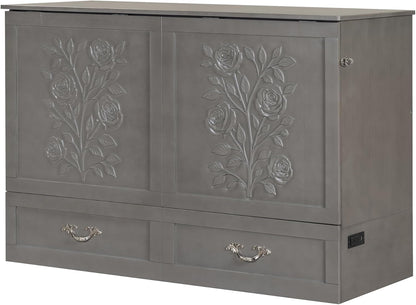 Palermo Murphy Cabinet Chest Bed with Charging Station 6 Inch, Queen (Silver Mist Grey)7