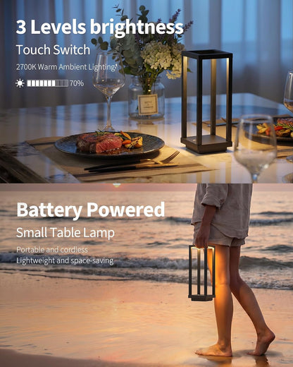 Cordless Waterproof Table Lamps Set of 2, Black LED Outdoor Desk Lamp4
