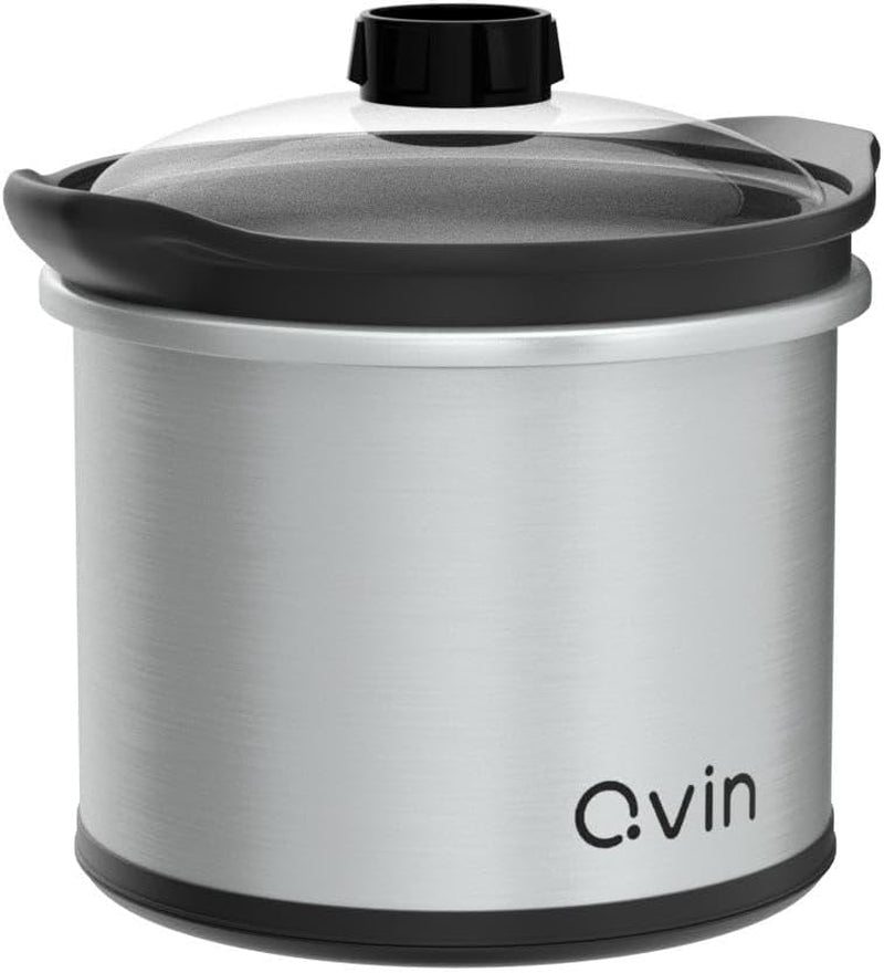 0-65qt-mini-round-slow-cooker-fondue-melting-pot-warmer-20-oz-small-slow-cooker-for-dips-dishwasher-safe-20oz-stoneware-sauce-warmer-crock-glass-lid-serve-1-2-person-stainless-steel-black