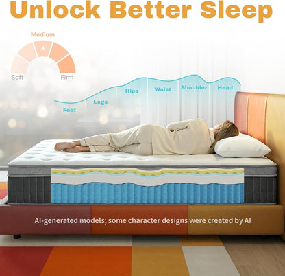 King Size Cooling Hybrid Mattress, 12 Inch Medium Firm, Pocket Coils5
