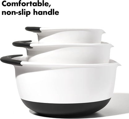 OXO Good Grips 3-Piece Plastic Mixing Bowl Set - Black & White4