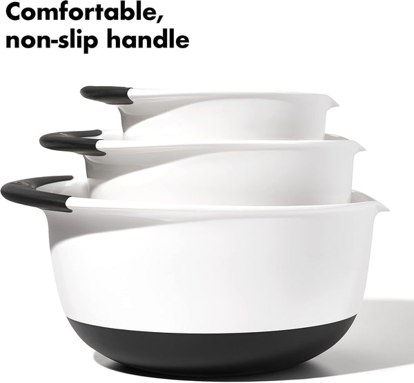 OXO Good Grips 3-Piece Plastic Mixing Bowl Set - Black & White4