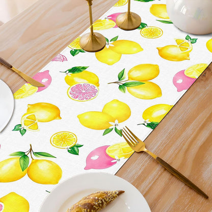 Pink Lemon Party Decorations Table Runner Summer Citrus Fruit Lemonade Theme Birthday Bridal Shower Home Kitchen Dining Room Table Decor6