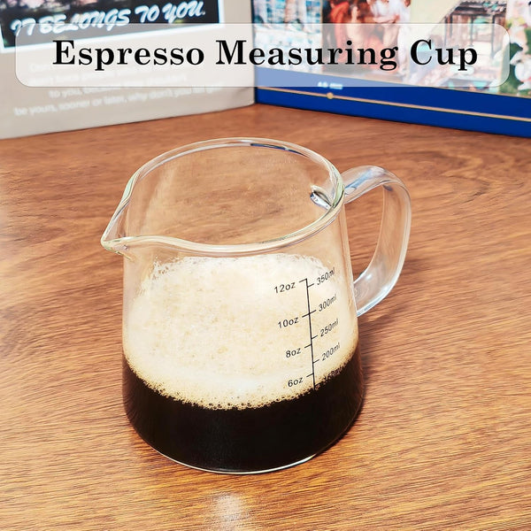 Espresso Cups12Oz, Espresso Accessories, Expresso Shots Cup, Heat-Resistant Glass Measuring Cup, Milk Frothing Pitcher, Frother Cup, Creamer Container, Dishwasher/Microwave/Stovetop Safe2