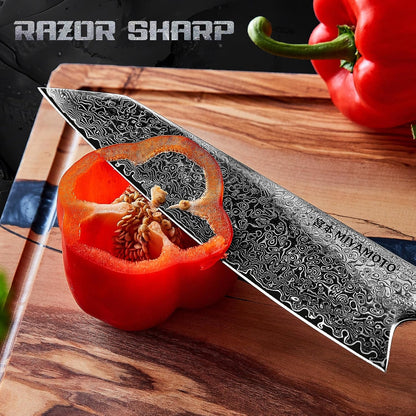 8-Inch Japanese Damascus Chef Knife, 67-Layer Steel, Ultra-Sharp High Carbon Blade with Resin Handle for Precision Chopping and Carving4
