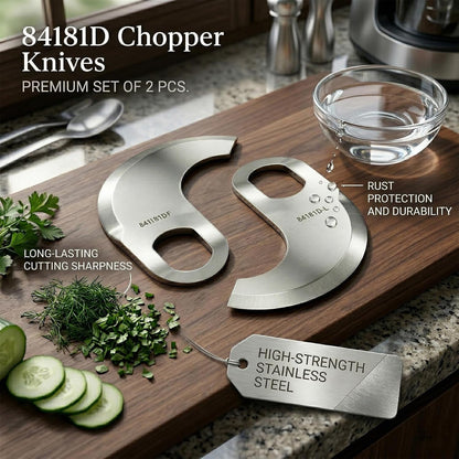 84181D Buffalo Chopper Blades Fit for Hobart 18" Bowl 8181 8185 84186 Food Cutter Buffalo Chopper Knives Food Processor Blade Part, Knife for Food Blender 00-077372 00-077373 (1 Leader, 1 Follower)9