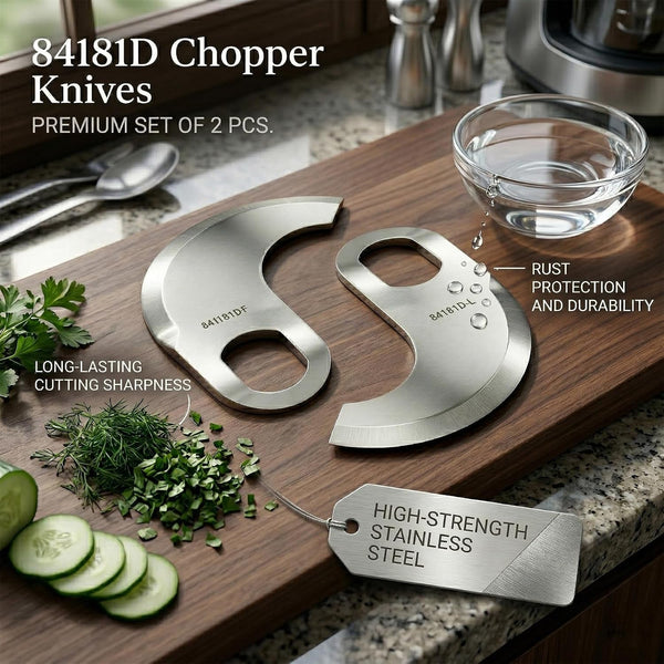 84181D Buffalo Chopper Blades Fit for Hobart 18" Bowl 8181 8185 84186 Food Cutter Buffalo Chopper Knives Food Processor Blade Part, Knife for Food Blender 00-077372 00-077373 (1 Leader, 1 Follower)9