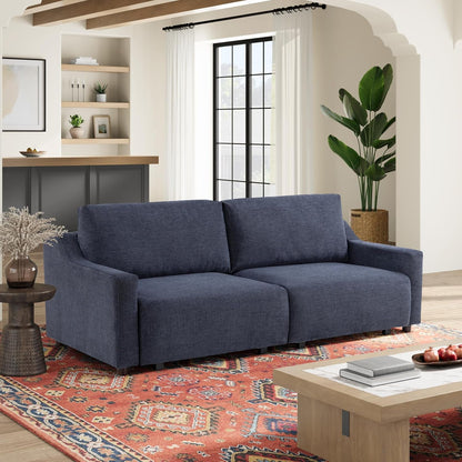 Glendale 90.2" Queen Size Wall-Hugging Convertible Sofa, Dreamcoil Comfort, Chenille Fabric, Navy1