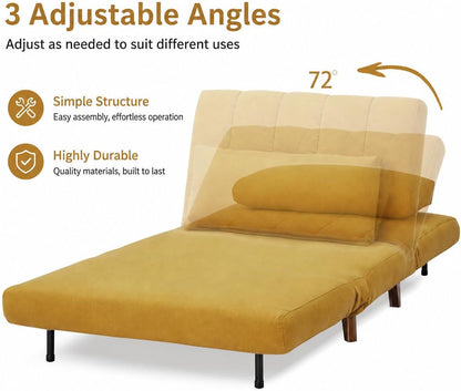 Artdeco Home Generous 40.6" W Sleeper Chair Bed,3In1 Twin Convertible Chair Bed Futon Sofa with Adjustable Backrest, Foldable Twin Chaise Lounge for Small Space Living Room and Apartment (Mustard)3