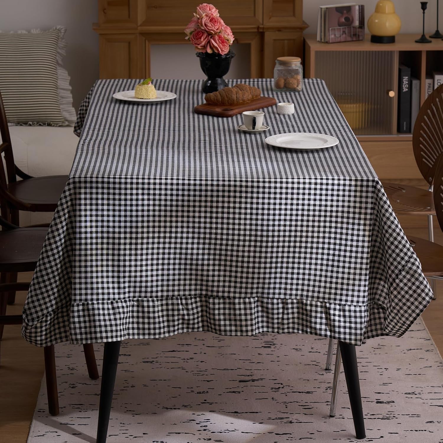 farmhouse-black-plaid-ruffle-table-cloth-boho-cotton-linen-tablecloth-washable-table-cover-for-rectangle-table-baby-shower-kitchen-party-wedding-decor-black-55x94