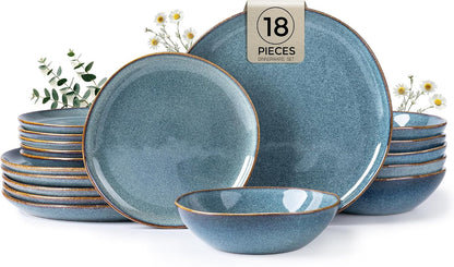 Ceramic Dinnerware Sets for 6, 18Pcs Plates and Bowls Sets Dishes1