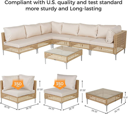 12-Piece Patio Wicker Furniture Set with Lift Top Coffee Storage Table, Outdoor Conversation Set Sectional Sofa with Water Resistant Thick Cushions, Cream4