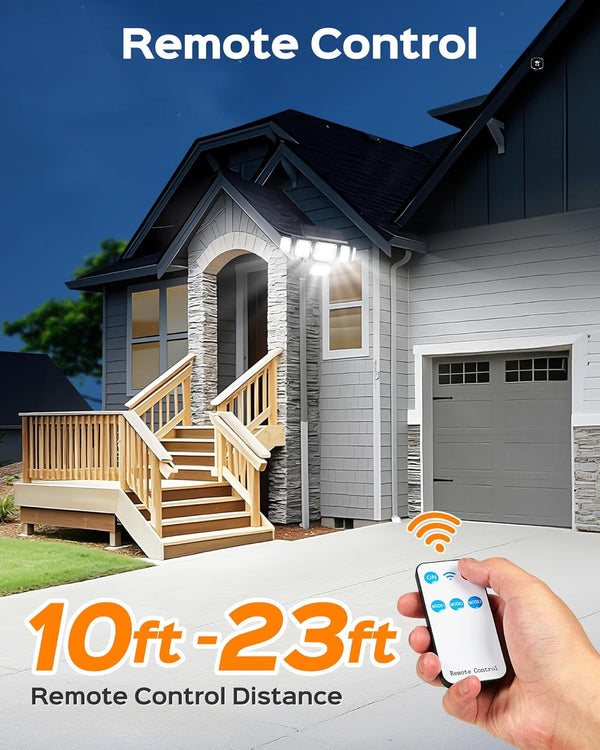 5000LM Solar Flood Lights Outdoor,6-Head,Motion Sensor Lights with Remote5