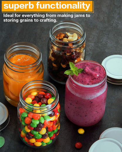 16 Oz Mason Jars with Silver Lids 15 Pack Pint Glass Canning Jars | Regular Mouth Clear Glass Jars Bulk for Meal Prep, Overnight Oats, Dry Food, DIY Crafts.Food Storag with 20 Labels and 1 Pen5
