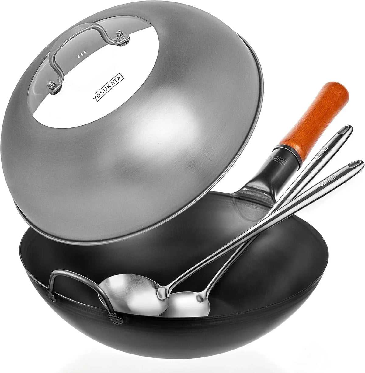 carbon-steel-wok-pan-13-5-lid-12-8-in-for-13-5-in-wok-17-spatula-and-ladle