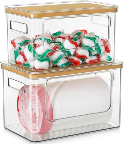 Trash Bag Dispenser under Sink, 2 in 1 Garbage Bag Holder Dishwasher Pods Organizer for Kitchen Pantry Laundry Room1