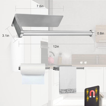 Paper Towel Holders Magnetic Steel Brushed Towel Roll Holders with Strong Magnetic Backing - Fit for Large Paper Towels-For Kitchen,Refrigerator,Grill,Toolbox,Garage,Shop6