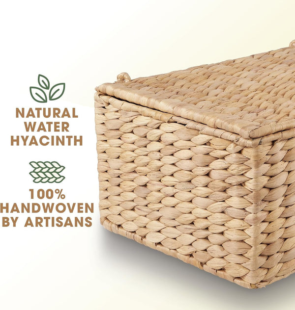 Set of 2 Wicker Baskets with Lid - Decorative Storage Boxes with Lid6