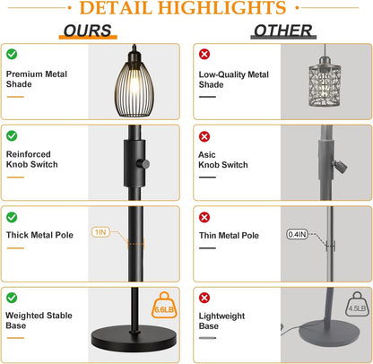 Dimmable Floor Lamp, 3 X 800LM LED Edison Bulbs Included, Farmhouse Industrial Floor Lamp Standing Tree Lamp with Elegant Teardrop Cage Tall Lamps for Living Room Bedroom Office Dining Room-Black5