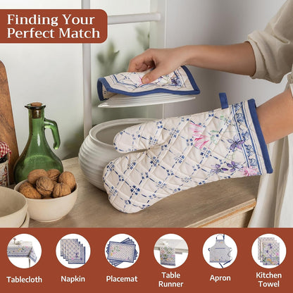 100% Cotton Oven Mitt & Pot Holder Set (7.5"X13" & 8"X8")4