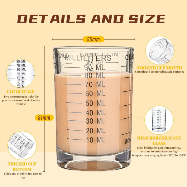 Shot Glass Measuring Cup 3 Ounce/90Ml Liquid Heavy High Espresso Glass Cup Black Line3
