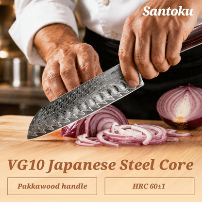 3 Piece Japanese Kitchen Knife Set, VG10 Core Damascus Knives3