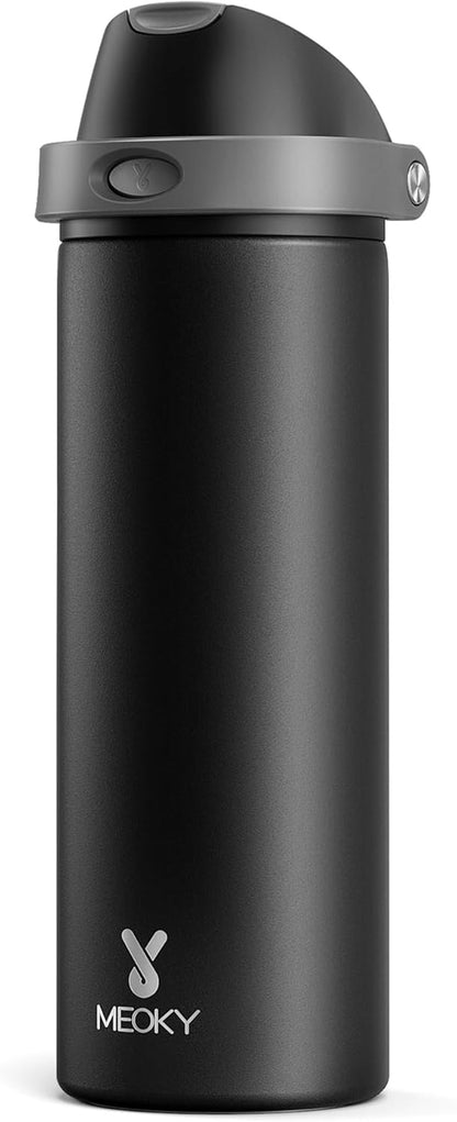 24 Oz Insulated Water Bottle for Sports:  Stainless Steel Water Bottle with 2-In-1 Straw and Spout Lid - Leak Proof, Cold for 24 Hours, Fits in Car Cup Holder, Bpa-Free for Travel Gym, Night1