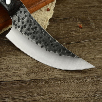 Meat Cleaver, 5.5 Inch Kitchen Knife Small Boning Knives Full Tang Rivet Fixing Wenge Wood Curved Handle Knife5
