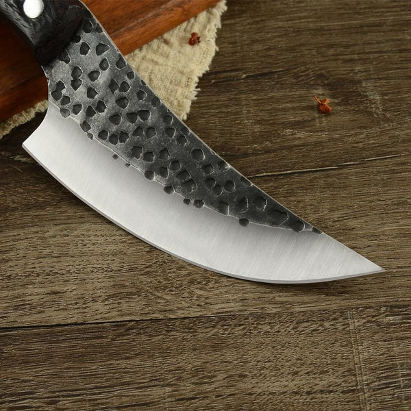 Meat Cleaver, 5.5 Inch Kitchen Knife Small Boning Knives Full Tang Rivet Fixing Wenge Wood Curved Handle Knife5