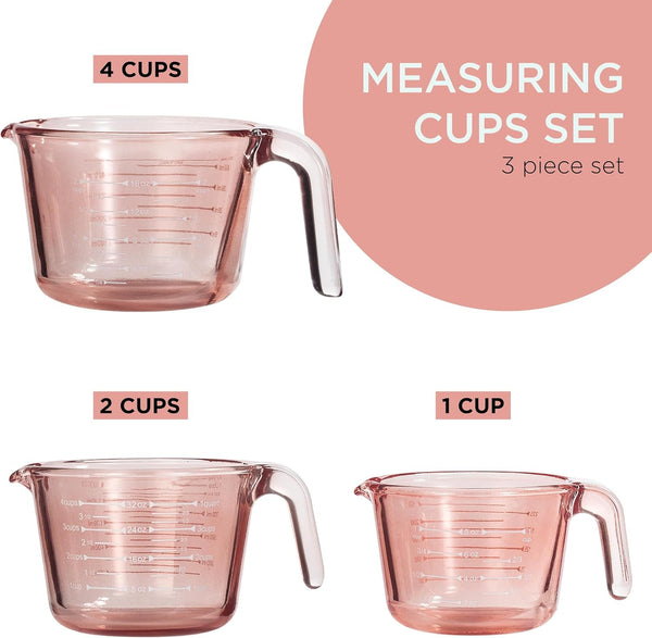 Glass Measuring Cups - Ideal for Cooking and Baking, Pink2