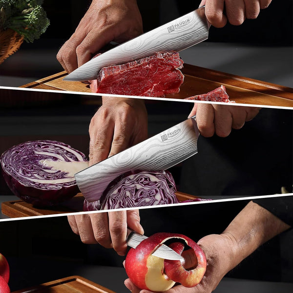 Kitchen Knife Set, 3 Piece High Carbon Stainless Steel Professional Chef Knife Set with Ultra Sharp Blade & Wooden Handle (Kitchen Knife Set 3 Pcs)5