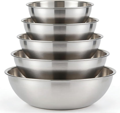 5 Pcs Stainless Steel Mixing Bowls,Dishwasher Safe,Food Grade 304,Silver,Salad Prep & Cooking1