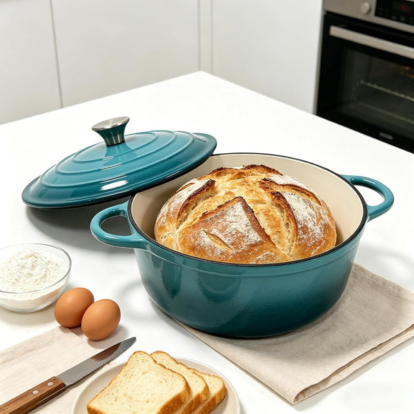 Enameled Cast Iron Dutch Oven, Non Stick Casserole Pot with Lid (Peacock Blue, 4.5 Quarts)4