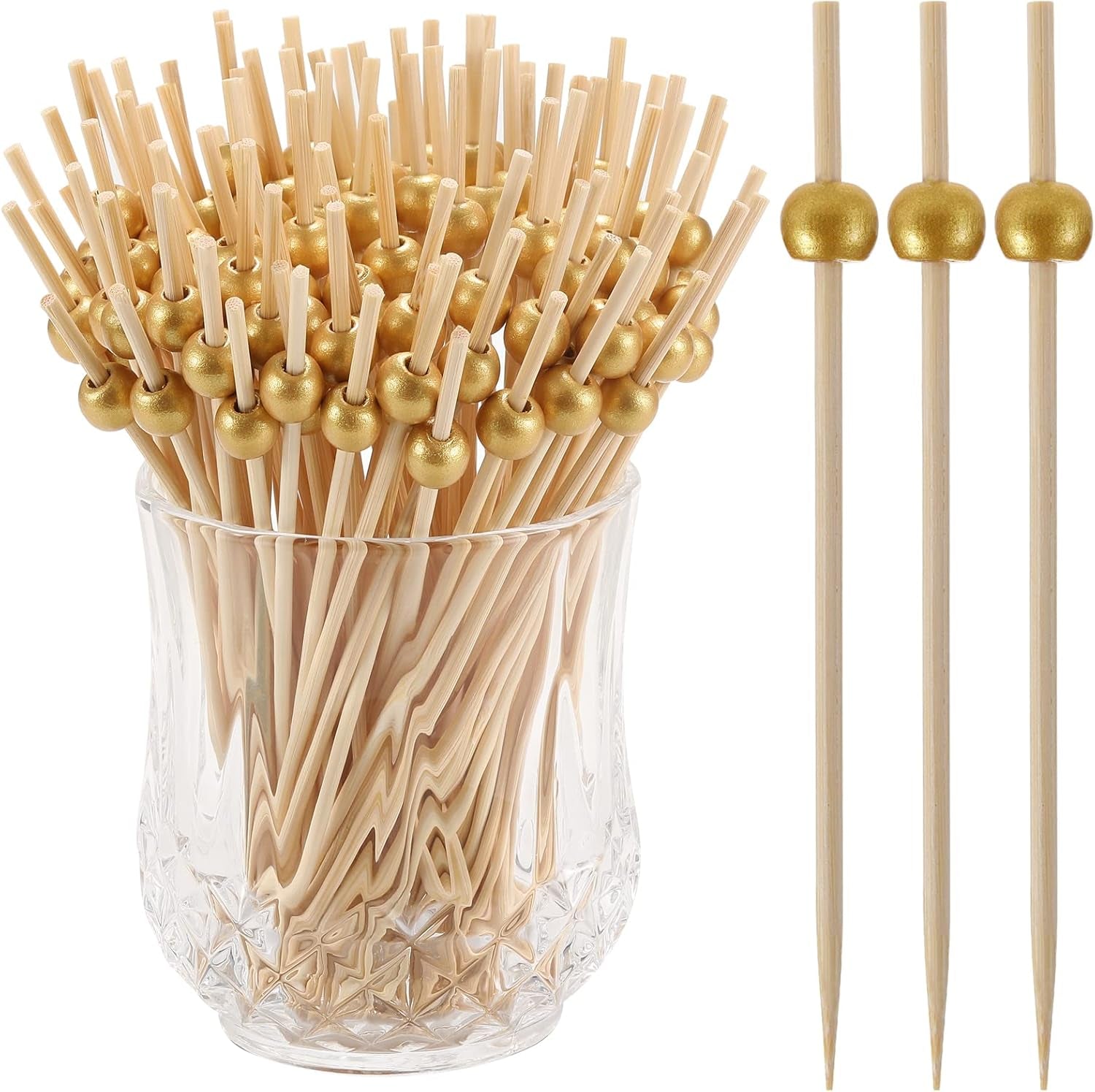 200-pcs-cocktail-picks-fancy-toothpicks-for-appetizers-mini-food-picks-bamboo-cocktail-sticks-skewers-for-drinks-desserts-charcuterie-4-7-inch-decorative-wedding-party-gold-ball-tooth-picks