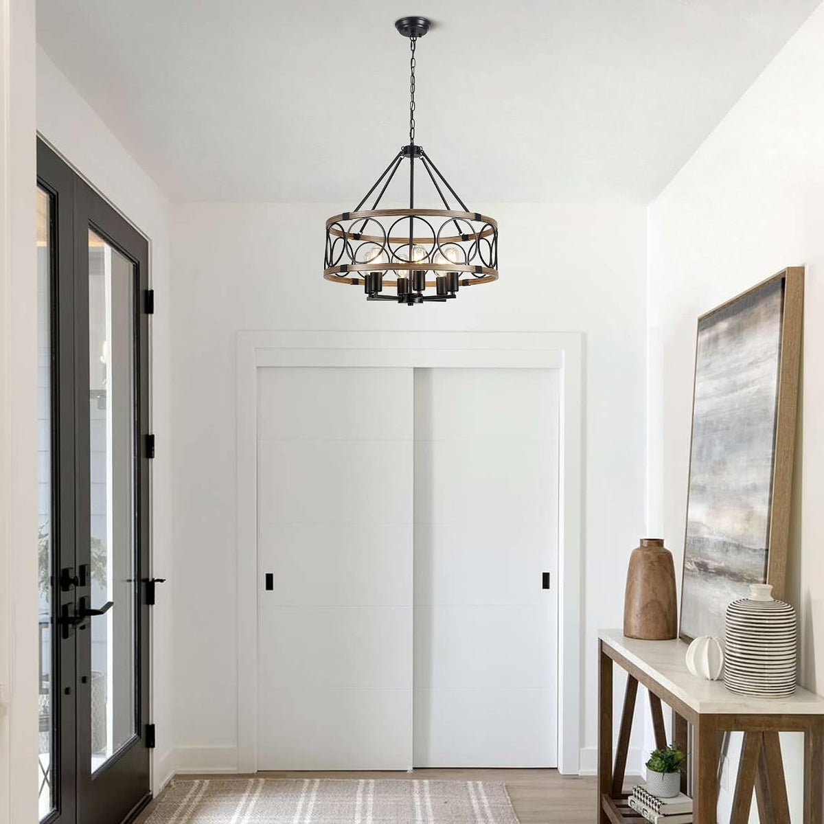 6-light-farmhouse-chandelier-for-dining-room-21-65-black-rustic-industrial-drum-chandeliers-imitation-wood-grain-pendant-light-fixture-for-kitchen-island-entryway-foyer-bedroom-hallway-e26-metal