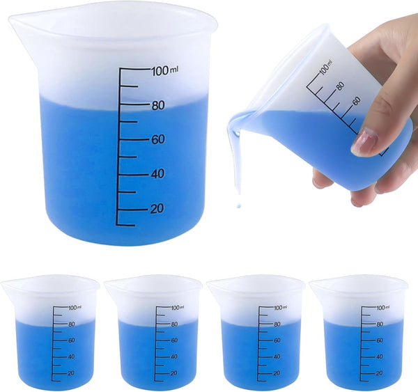 4 Pack Reusable Silicone Measuring Cups,100Ml Laundry Detergent Dispenser,Liquid Measuring Cups for Laundry Room,Bathroom,Dormitory,Diy,Art & Craft1