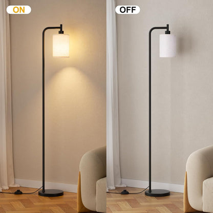 64" Floor Lamp with Remote Control, Dimmable Tall Standing Lamps for Living Room Bedroom Office Corner, 9W LED Bulb Included, Foot Pedal Switch, Beige Shade Black Pole6
