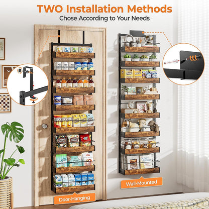 8 Tier over the Door Pantry Organizer Storage Spice Rack Adjustable Basket6