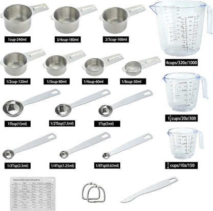 20PCS Measuring Cups and Spoons Set,  Stainless Steel Nesting Kitchen Cooking Baking Measuring Set for Dry and Liquid Ingredients2