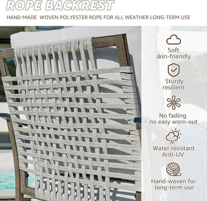 4 Piece Rope Back Patio Furniture Set, 2 Swivel Rockers2