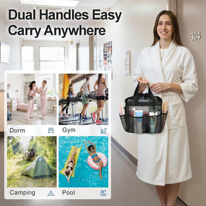 Mesh Shower Caddy Portable with Drawstring - 2-Handle Shower Bag for Dorm7
