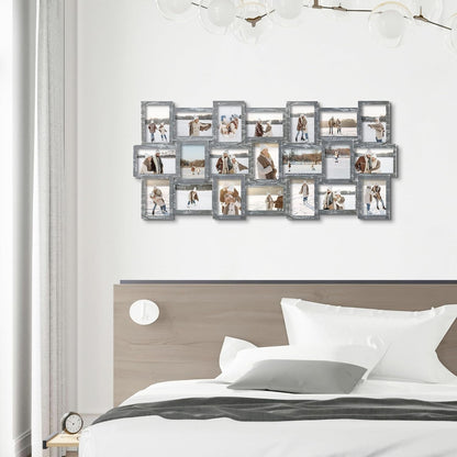 Photo Collage Frame for Wall, 21-Opening Reunion Family Picture Frame Set, Picture Frame Collage Wall Hanging for 4X6 Photos, Ashes5