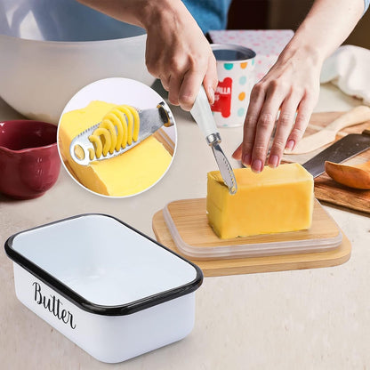 Butter Dish with Lid and Butter Curler Knife - Unbreakable Stainless Steel Keeper Container with Double Silicone Sealing, for Kitchen Farmhouse Decor6