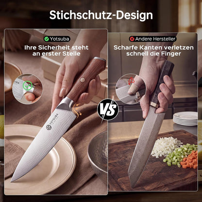 3 PCS Japanese Kitchen Knife Set with Full Tang Rosewood Handle5