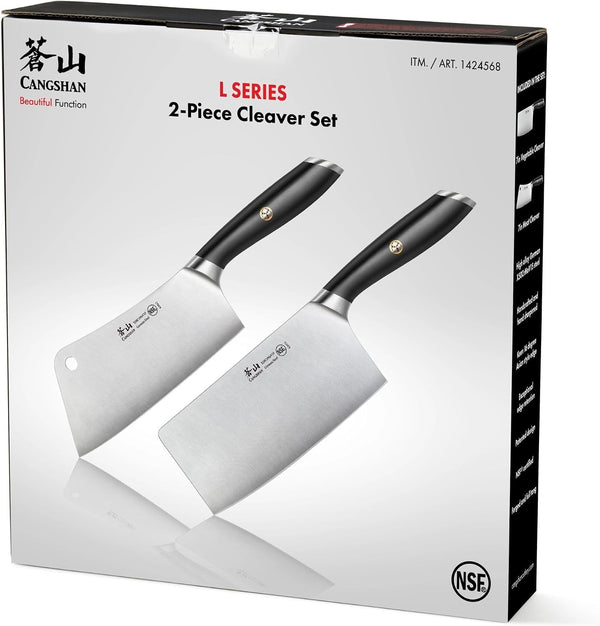L Series 2-Piece Cleaver Set, Forged German Steel (Black)7