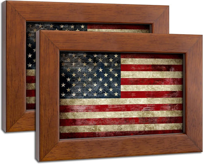 4X6 Picture Frame Set of 2 Made of Solid Wood Photo Frame with Real Glass for Pictures 4X6 without Mat, Wall Mount or Tabletop Gallery Photo Frames,Brown1